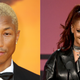 (L-R): Pharrell Williams attends “The Lion King” European Premiere on July 14, 2019, in London; Rihanna speaks onstage at the 2019 BET Awards on June 23, 2019, in Los Angeles.